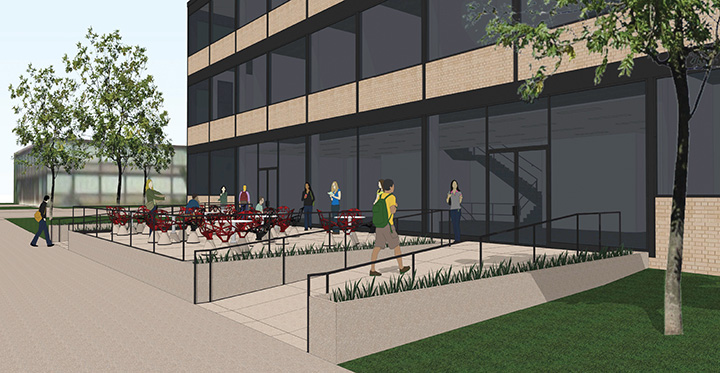 West plaza rendering for the Life Sciences Building